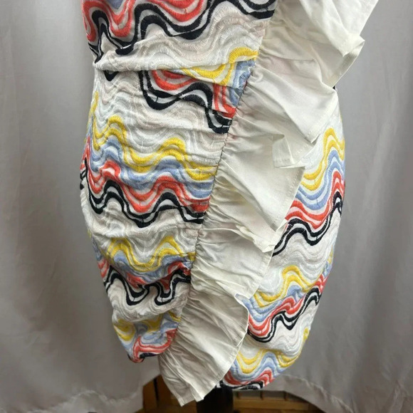 Tularosa Revolve Brynn Dress, Size Medium, Rainbow Zigzag, Mini Strapless Ruffle - Picture 6 of 10